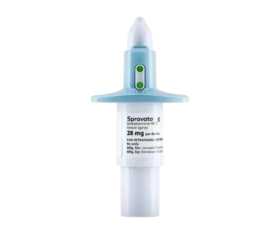 A Spravato nasal spray device, the form the treatment is given in.
